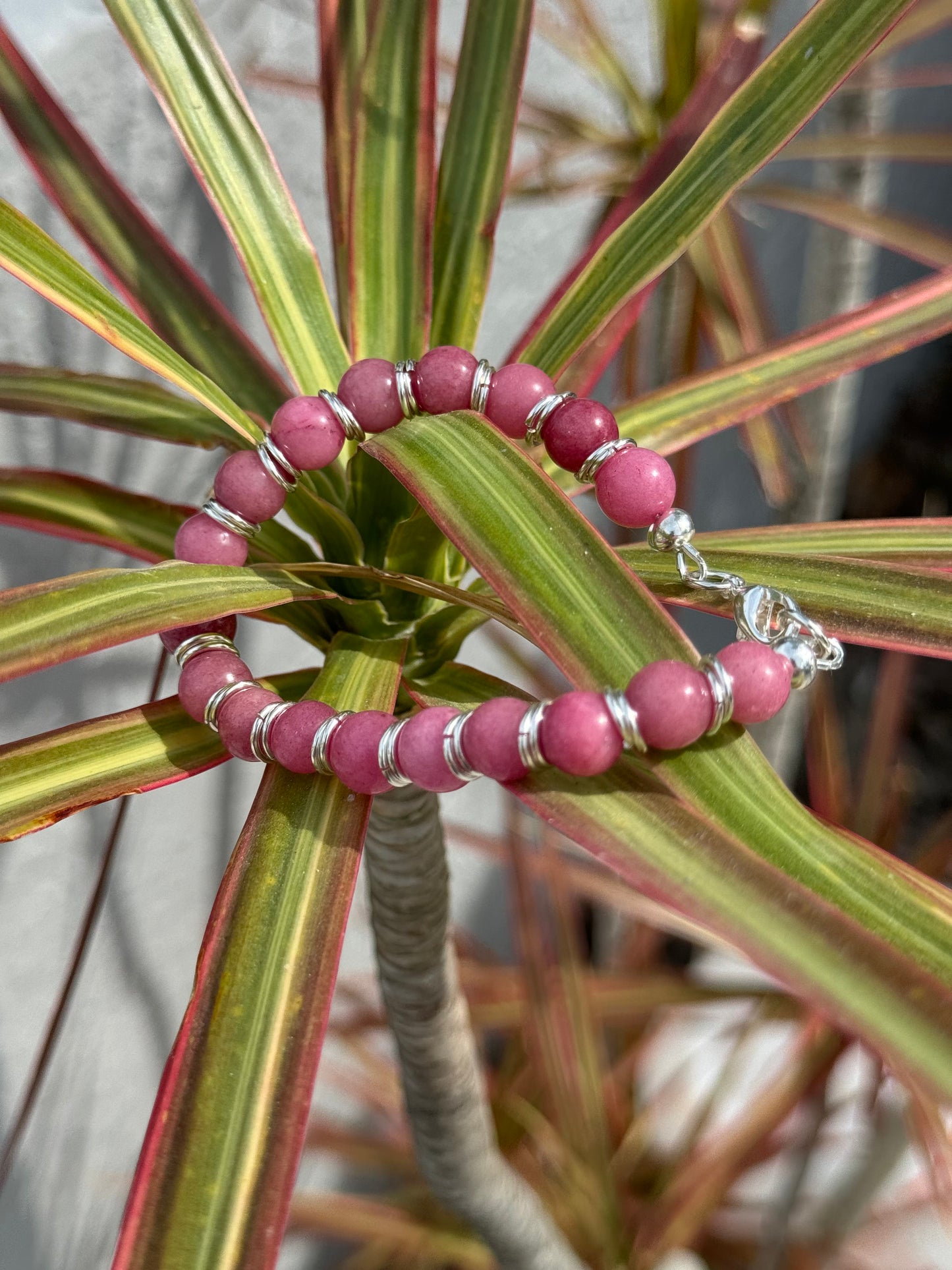 Rhodonite and Sterling Silver Bracelet - DIY BOX