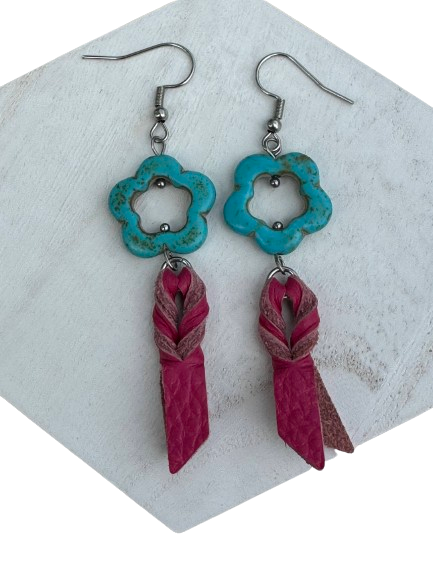 Turquoise & Leather Boho Cowgirl Earrings DIY KIT